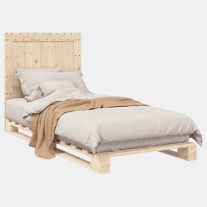 Estrutura de cama de solteiro para adultos com cabeceira 90x200 cm pinho maciço