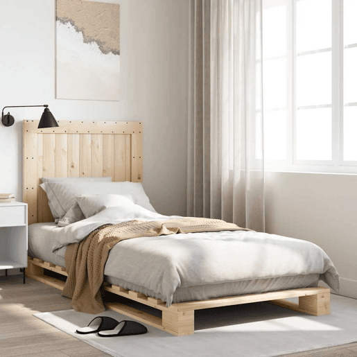 Estrutura de cama de solteiro para adultos com cabeceira 90x200 cm pinho maciço