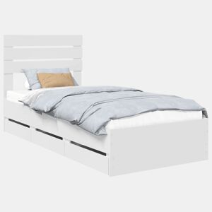 Estrutura de cama de solteiro para adultos Branco 75 x 190 cm Madeira de Engenharia
