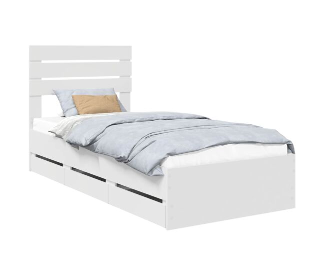 Estructura de cama individual para adultos con cajón 75 x 190 cm madera ingenieril