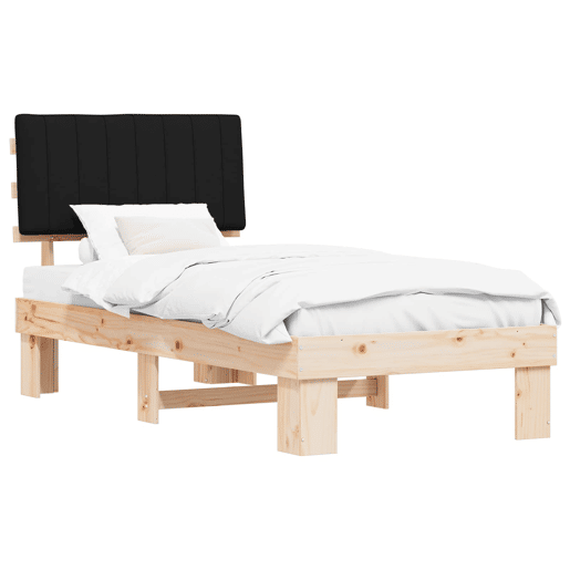 Estrutura de cama de solteiro para adultos com Cabeceira Estofada Preto 90 x 190 cm
