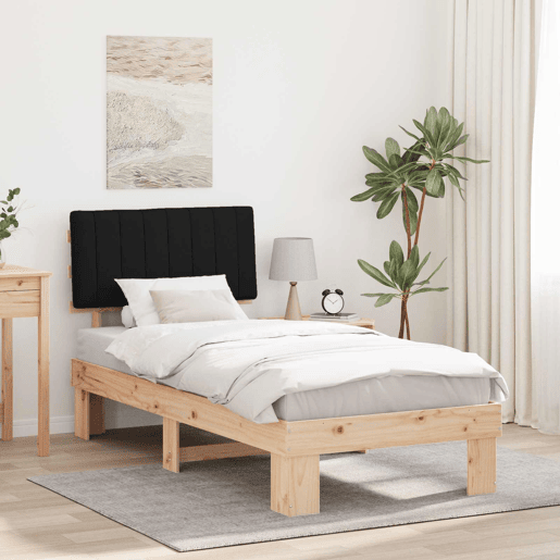 Estrutura de cama de solteiro para adultos com Cabeceira Estofada Preto 90 x 190 cm
