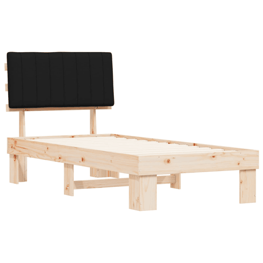 Estrutura de cama de solteiro para adultos com Cabeceira Estofada Preto 90 x 190 cm