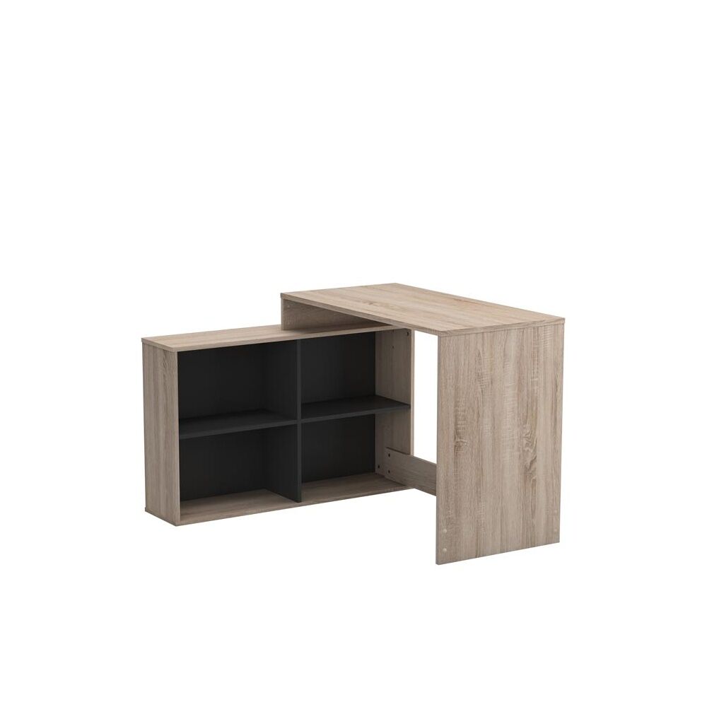 Mesa con estantes kappa - roble / negro