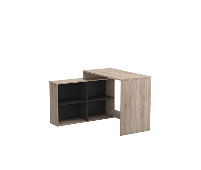 Mesa con estantes kappa - roble / negro