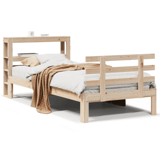 Estrutura de cama de solteiro para adultos com cabeceira 75x190 cm pinho maciço Estrutura de cama de solteiro para adultos com cabeceira 75x190 cm pinho maciço