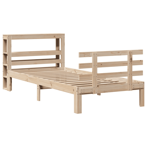 Estrutura de cama de solteiro para adultos com cabeceira 75x190 cm pinho maciço Estrutura de cama de solteiro para adultos com cabeceira 75x190 cm pinho maciço