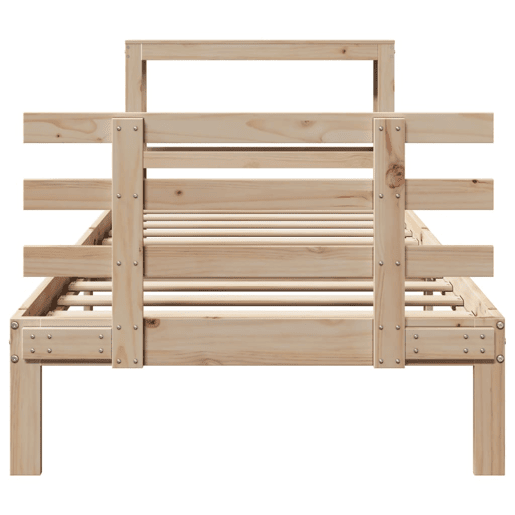Estrutura de cama de solteiro para adultos com cabeceira 75x190 cm pinho maciço Estrutura de cama de solteiro para adultos com cabeceira 75x190 cm pinho maciço