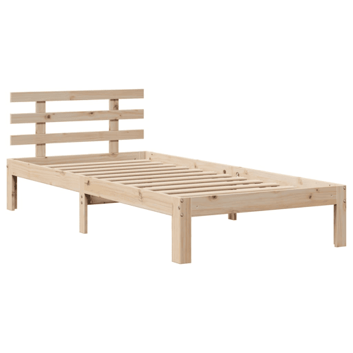 Estrutura de cama de solteiro para adultos com cabeceira 75x190 cm pinho maciço Estrutura de cama de solteiro para adultos com cabeceira 75x190 cm pinho maciço