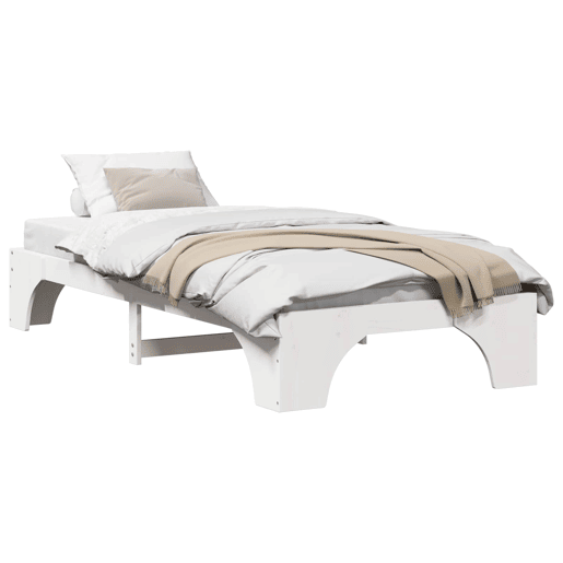 Estrutura de cama de solteiro para adultos - Branco 90 x 190 cm Madeira de Pinheiro Sólida