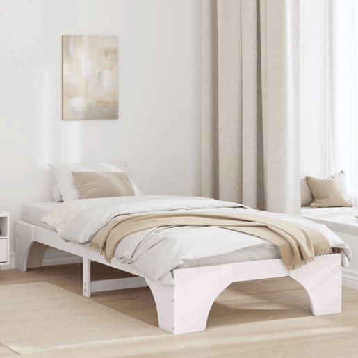 Estrutura de cama de solteiro para adultos - Branco 90 x 190 cm Madeira de Pinheiro Sólida