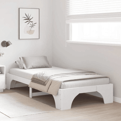 Estrutura de cama de solteiro para adultos - Branco 90 x 190 cm Madeira de Pinheiro Sólida