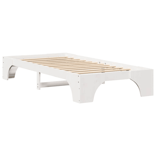 Estrutura de cama de solteiro para adultos - Branco 90 x 190 cm Madeira de Pinheiro Sólida