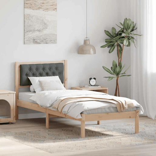 Estrutura de cama de solteiro para adultos com cabeceira Cinza Escuro 75 x 190 cm