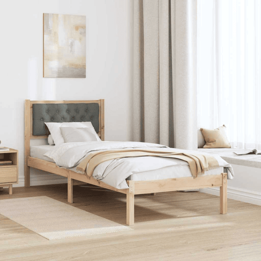 Estrutura de cama de solteiro para adultos com cabeceira Cinza Escuro 75 x 190 cm