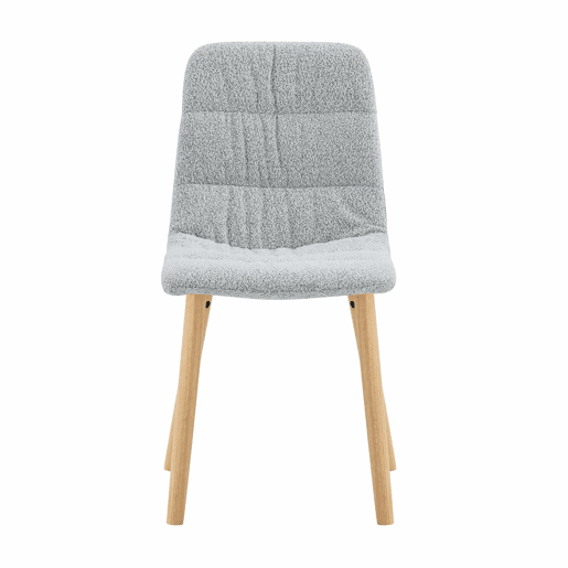 Cadeiras de jantar de 88 cm (conjunto de 2) - estofadas em tecido plissado, pés em madeira maciça, estilo nórdico moderno - cinzento claro e madeira