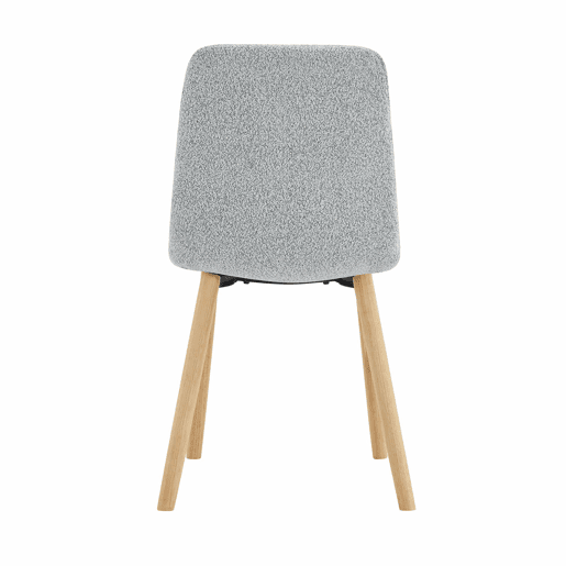 Cadeiras de jantar de 88 cm (conjunto de 2) - estofadas em tecido plissado, pés em madeira maciça, estilo nórdico moderno - cinzento claro e madeira