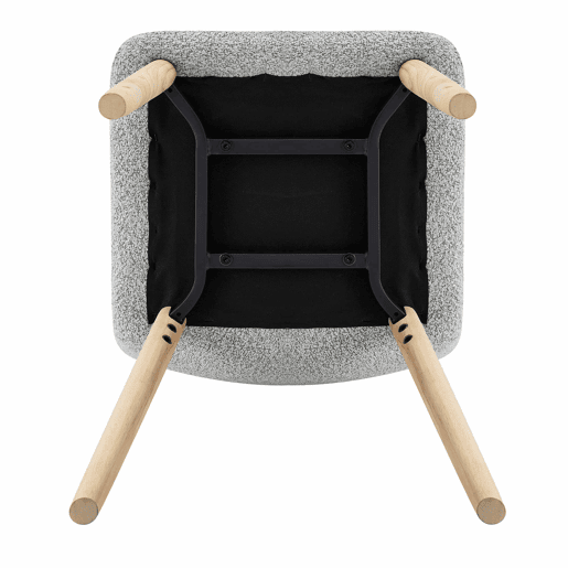 Cadeiras de jantar de 88 cm (conjunto de 2) - estofadas em tecido plissado, pés em madeira maciça, estilo nórdico moderno - cinzento claro e madeira