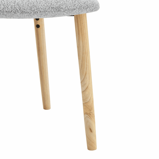 Cadeiras de jantar de 88 cm (conjunto de 2) - estofadas em tecido plissado, pés em madeira maciça, estilo nórdico moderno - cinzento claro e madeira