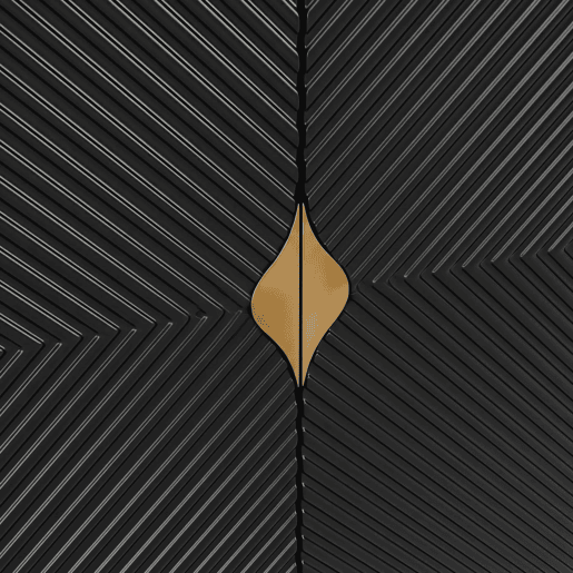 Aparador 160 x 40 x 82 cm - com textura em relevo, 4 portas, puxadores dourados escovados e pés de alto brilho - preto