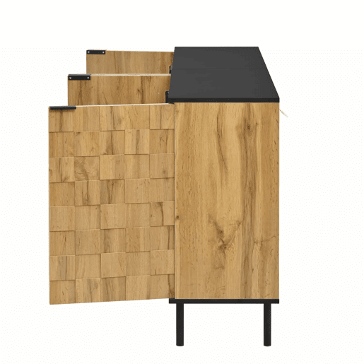 Aparador de 2 portas - estilo madeira, arrumação, pés de metal - natural