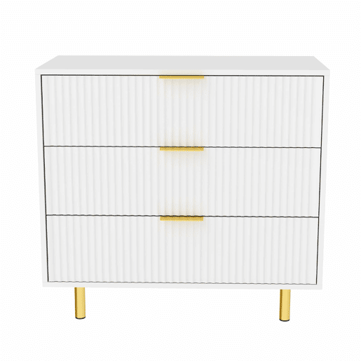 Aparador com 3 gavetas 72x80x40 cm - design moderno, móvel de arrumação - branco e dourado