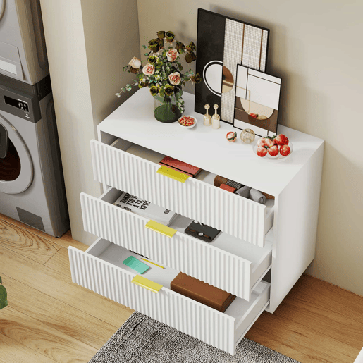 Aparador com 3 gavetas 72x80x40 cm - design moderno, móvel de arrumação - branco e dourado