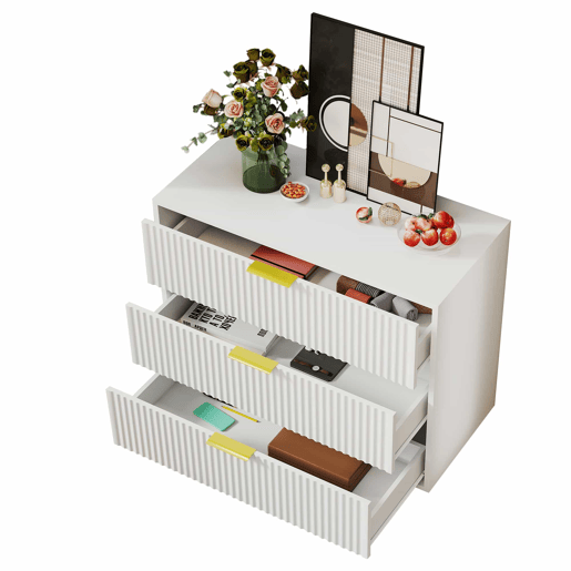 Aparador com 3 gavetas 72x80x40 cm - design moderno, móvel de arrumação - branco e dourado