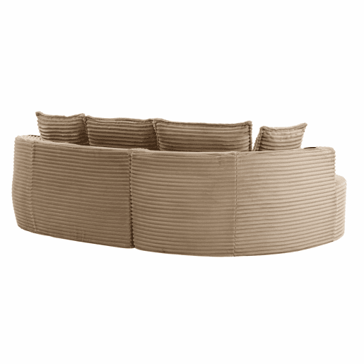 Sofá de 3 lugares - Com porta-copos, bolso de arrumação e almofadas incluídas - Cáqui