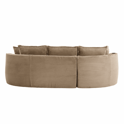 Sofá de 3 lugares - Com porta-copos, bolso de arrumação e almofadas incluídas - Cáqui