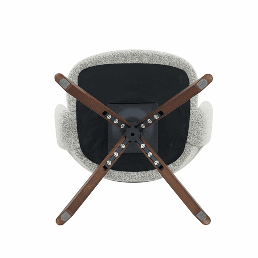 Conjunto de 2 cadeiras retro de luxo - Estrutura em tecido cinzento claro com pés em madeira maciça na cor nogueira, rotação silenciosa de 360° e encosto curvo