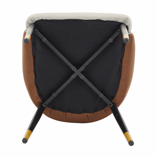 Conjunto de 2 cadeiras de jantar em PU - encosto com padrão em forma de raio, estofamento espesso de alta elasticidade, estrutura metálica resistente - Castanho+Preto, Cinza quente
