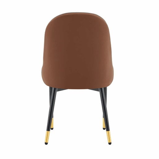 Conjunto de 2 cadeiras de jantar em PU - encosto com padrão em forma de raio, estofamento espesso de alta elasticidade, estrutura metálica resistente - Castanho+Preto, Cinza quente
