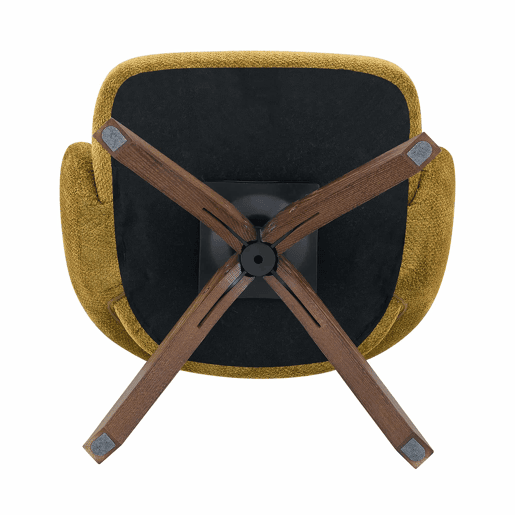Conjunto de 2 cadeiras Retro - Estrutura em tecido cor de gengibre com pés em madeira maciça de nogueira, rotação silenciosa de 360° e encosto curvo - Cor: Gengibre, Nogueira