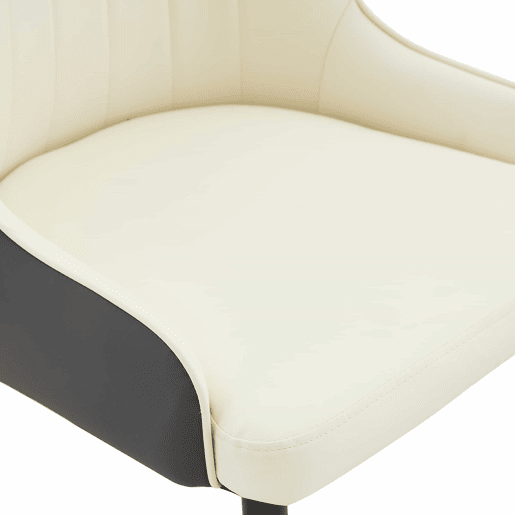 Conjunto de 2 cadeiras em PU, 2 unidades - encosto com padrão em forma de relâmpago, estofamento espesso e altamente elástico - cinzento escuro, branco e preto