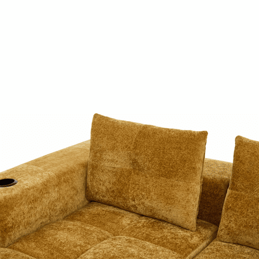 Sofá em L de 255 cm - clássico, minimalista e confortável, com 3 almofadas - amarelo