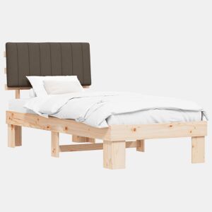 Estrutura de cama de solteiro Design com Cabeceira Estofada Cinzento-acastanhado