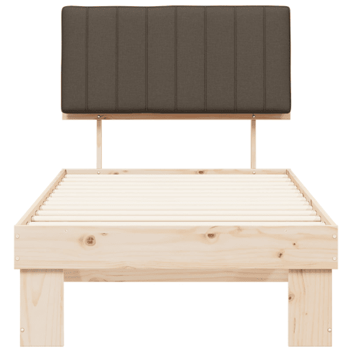 Estrutura de cama de solteiro Design com Cabeceira Estofada Cinzento-acastanhado