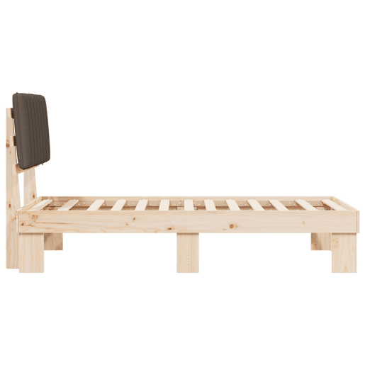 Estrutura de cama de solteiro Design com Cabeceira Estofada Cinzento-acastanhado