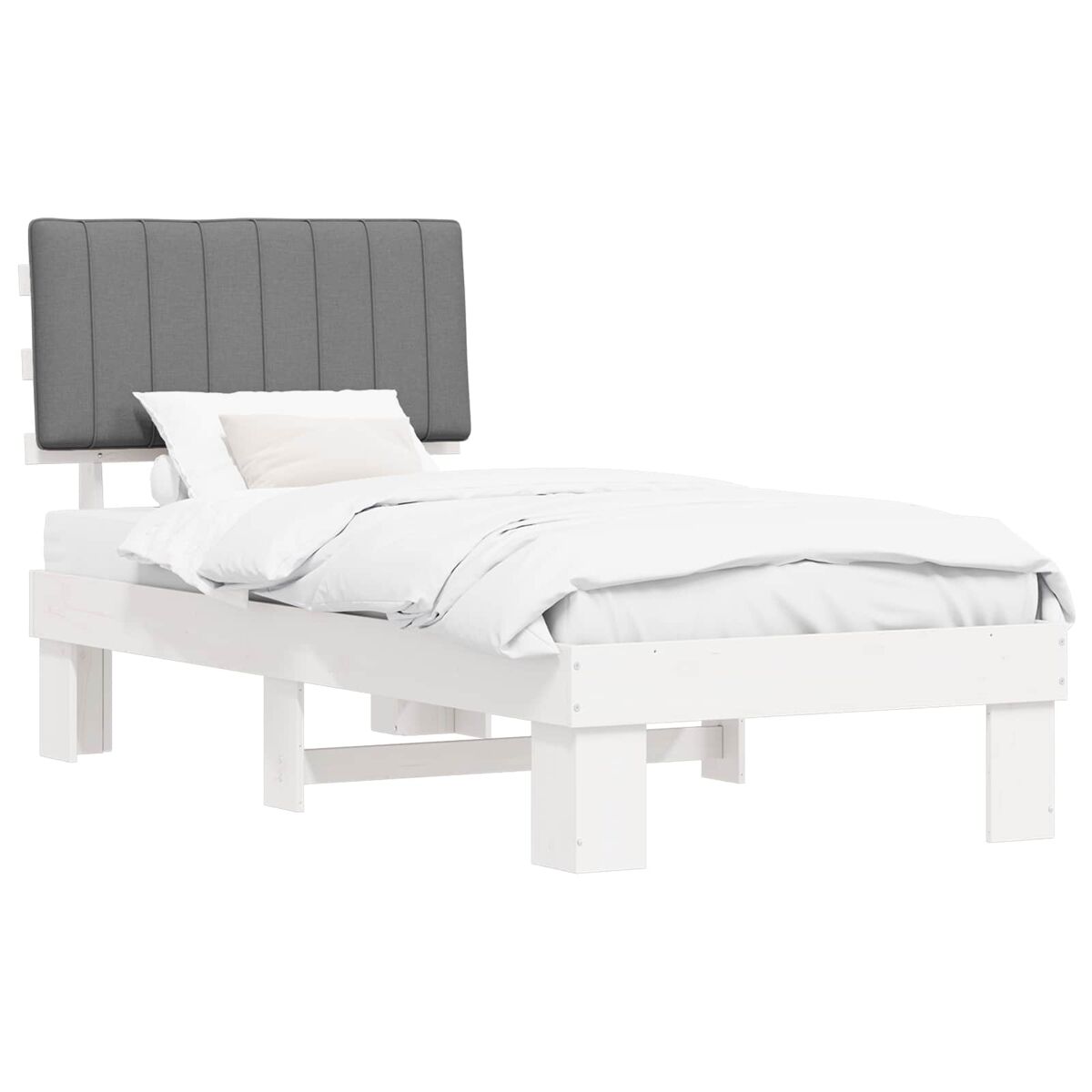 Estructura de cama simple para adultos 93x201 Blanco/ Gris Claro