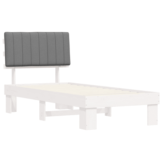 Estrutura de cama de solteiro simple com Cabeceira Estofada Cinzento-claro