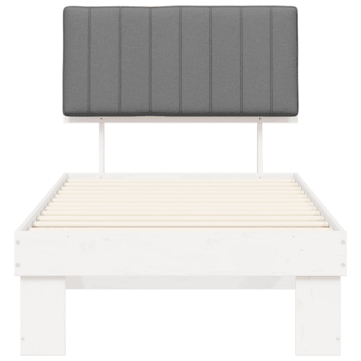 Estrutura de cama de solteiro simple com Cabeceira Estofada Cinzento-claro