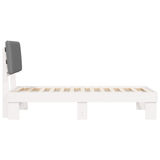 Estrutura de cama de solteiro simple com Cabeceira Estofada Cinzento-claro