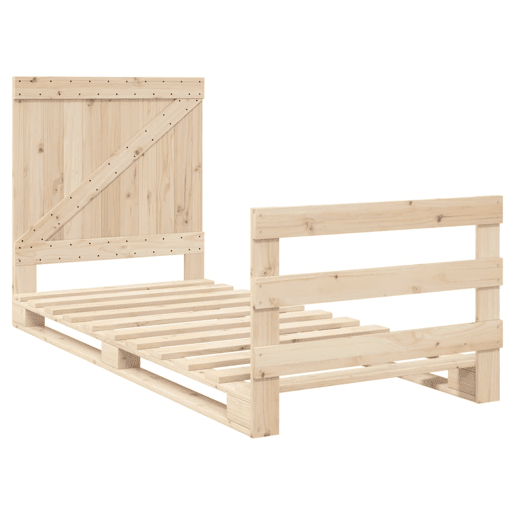 Estrutura de cama de solteiro para adultos com cabeceira 90x200 cm pinho maciço