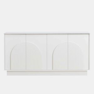 Aparador moderno de 160 cm - 4 portas arredondadas, estrutura em MDF com acabamento mate, solução de arrumação elegante e funcional para a sala de estar e a sala de jantar - branco