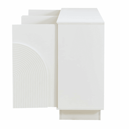 Aparador moderno de 160 cm - 4 portas arredondadas, estrutura em MDF com acabamento mate, solução de arrumação elegante e funcional para a sala de estar e a sala de jantar - branco Aparador moderno de 160 cm - 4 portas arredondadas, estrutura em MDF com acabamento mate, solução de arrumação elegante e funcional para a sala de estar e a sala de jantar - branco
