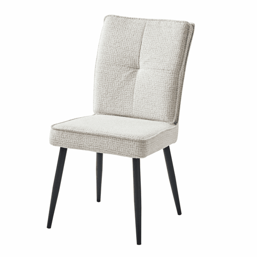 Conjunto de cadeiras de sala de jantar (2 unidades) - Cadeiras de encosto alto com pés de metal, estofadas em tecido xadrez, para sala de jantar e sala de estar - Branco creme