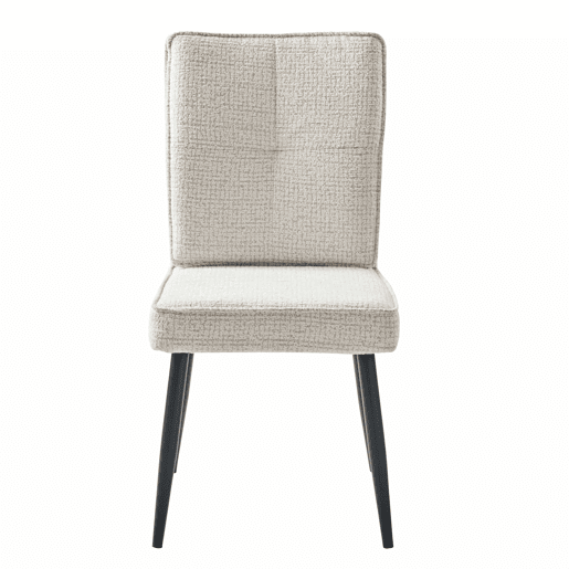 Conjunto de cadeiras de sala de jantar (2 unidades) - Cadeiras de encosto alto com pés de metal, estofadas em tecido xadrez, para sala de jantar e sala de estar - Branco creme