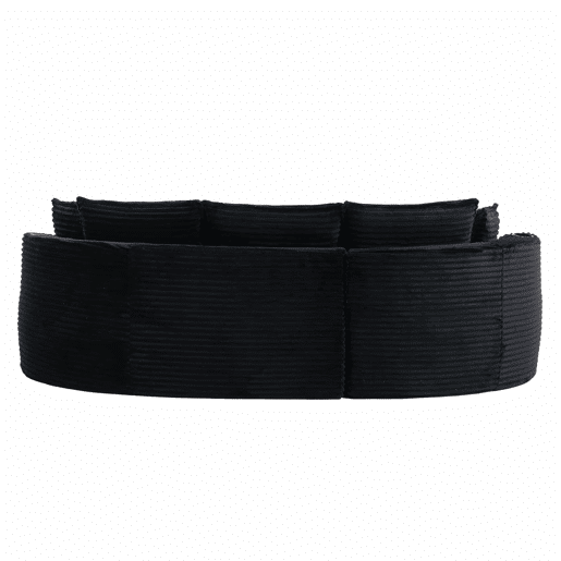 Sofá de cordão de 3 lugares - macio, respirável, com porta-copos e bolso de arrumação - cor preta