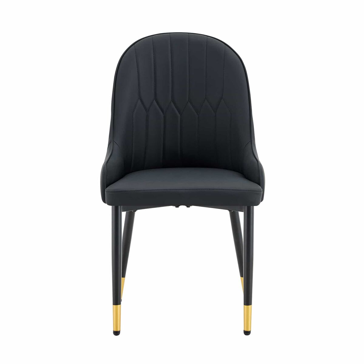 Sillas pu set de 2 - respaldo con diseño de rayo, impermeables, resistentes, fácil mantenimiento, cojín grueso de alta elasticidad - negro
